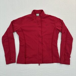 Nike Full Zip Windbreaker Jacket Women's Size Medium Red Activewear Vintage Y2K